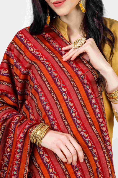 "PASHMINA SHAWLS - Premium Sozni Columns Design Pashmina Shawl for Elegance and Style"
