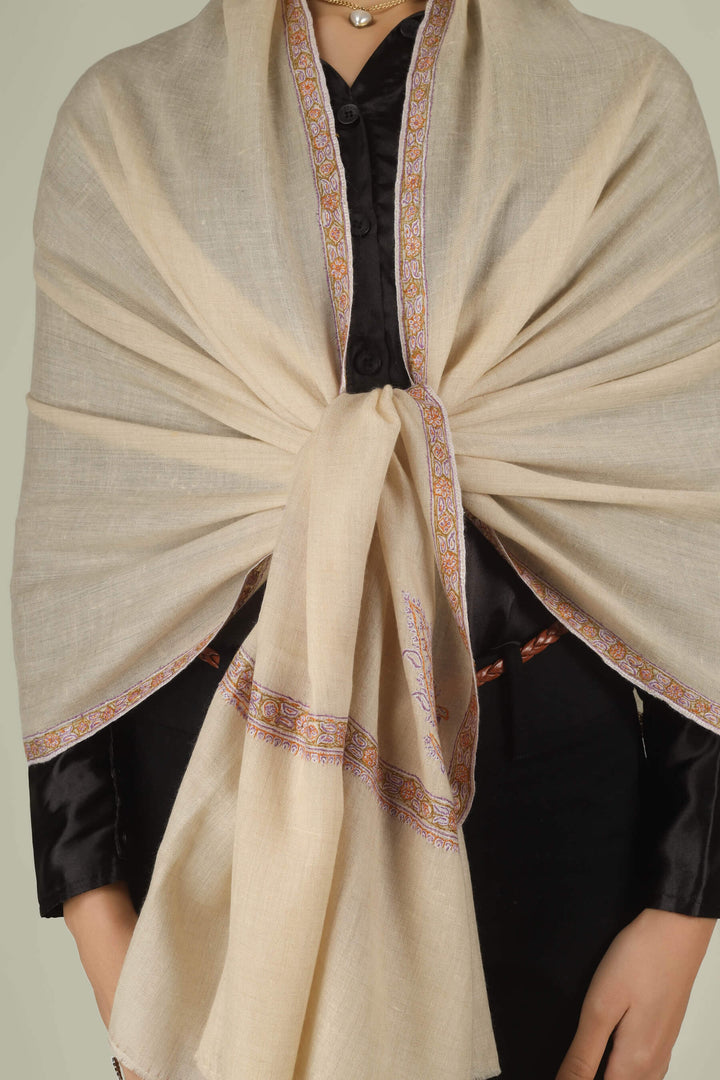 Hand-embroidered natural cream pure Pashmina stole featuring lavender and gold Sozni corner paisley (Buta) motifs and a delicate Hashidaar border from Kepra.
| pashmina shawls online | authentic Kashmiri pashmina shawl online | pure pashmina shawl online | original GI certified pashmina shawl online | luxury men's pashmina shawl online from Kashmir | where to buy online pure pashmina in India
| GI Tag Certified - Government-verified authentic Kashmiri Pashmina
| G20 Official Partner - Selected by India for G20 Summit gifting
| Handicraft Registered - Official recognition of traditional craftsmanship
| Certificate of Authenticity - Every purchase includes GI certification Hand-embroidered natural cream pure Pashmina stole featuring lavender and gold Sozni corner paisley (Buta) motifs and a delicate Hashidaar border from Kepra.
| pashmina shawls online | authentic Kashmiri pashmina shawl online | pure pashmina shawl online | original GI certified pashmina shawl online | luxury men's pashmina shawl online from Kashmir | where to buy online pure pashmina in India
| GI Tag Certified - Government-verified authentic Kashmiri Pashmina
| G20 Official Partner - Selected by India for G20 Summit gifting
| Handicraft Registered - Official recognition of traditional craftsmanship
| Certificate of Authenticity - Every purchase includes GI certification