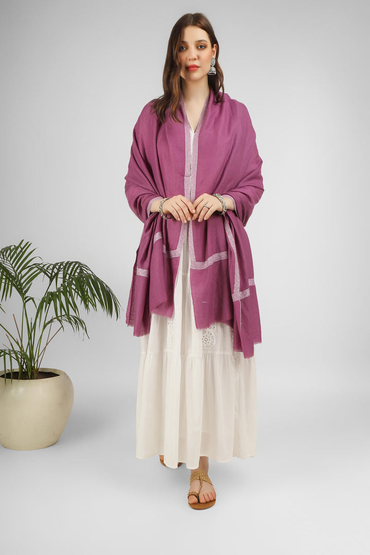PASHMINA SHAWLS - Purple Wildberry Hashidaar Pashmina Shawl PASHMINA SHAWLS - Purple Wildberry Hashidaar Pashmina Shawl