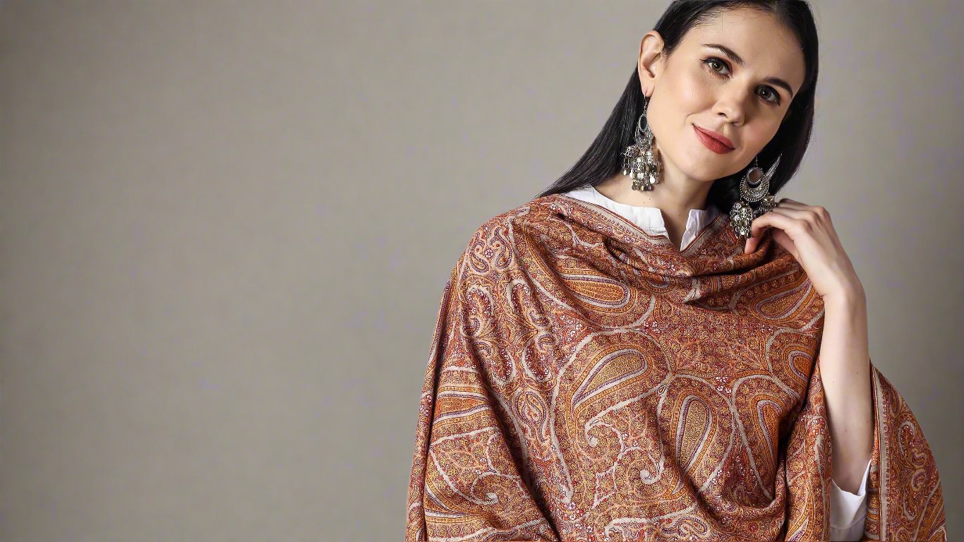 Government-certified authentic Kashmiri Pashmina shawl with hologram tag