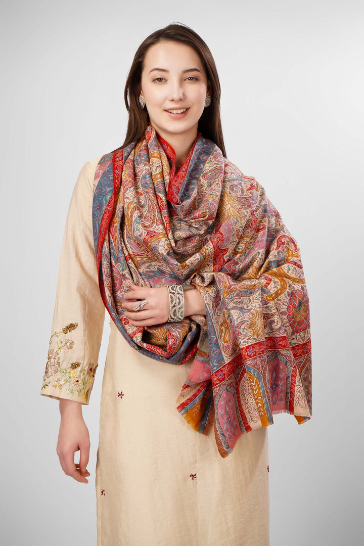 Pashmina Kalamkari Shawls Online – Roshanara Royal Multicolor Heritage
The Pashmina Kalamkari Malaika Roshanara Shawl is a masterpiece of Kashmiri luxury and artistry, handwoven from ultra-soft, pure pashmina. Its elaborate design celebrates classic kalamkari art with a tapestry of sweeping paisleys, blooming florals, and bold vine motifs
| pashmina shawls online | authentic Kashmiri pashmina shawl online | pure pashmina shawl online | original GI certified pashmina shawl online | luxury men's pashmina shawl online from Kashmir | where to buy online pure pashmina in India
| GI Tag Certified - Government-verified authentic Kashmiri Pashmina
| G20 Official Partner - Selected by India for G20 Summit gifting
| Handicraft Registered - Official recognition of traditional craftsmanship
| Certificate of Authenticity - Every purchase includes GI certification Pashmina Kalamkari Shawls Online – Roshanara Royal Multicolor Heritage
The Pashmina Kalamkari Malaika Roshanara Shawl is a masterpiece of Kashmiri luxury and artistry, handwoven from ultra-soft, pure pashmina. Its elaborate design celebrates classic kalamkari art with a tapestry of sweeping paisleys, blooming florals, and bold vine motifs
| pashmina shawls online | authentic Kashmiri pashmina shawl online | pure pashmina shawl online | original GI certified pashmina shawl online | luxury men's pashmina shawl online from Kashmir | where to buy online pure pashmina in India
| GI Tag Certified - Government-verified authentic Kashmiri Pashmina
| G20 Official Partner - Selected by India for G20 Summit gifting
| Handicraft Registered - Official recognition of traditional craftsmanship
| Certificate of Authenticity - Every purchase includes GI certification