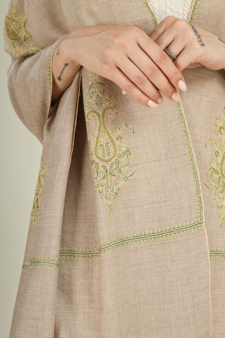 This Natural GI Kashmiri Pure Pashmina Irsa Big Paisley Shawl features an undyed base accented with multiple Irsa paisley motif and a slim floral border in fresh green and soft yellow threads, allowing the beauty of the pure pashmina to stay at the centre.
| pashmina shawls online | authentic Kashmiri pashmina shawl online | pure pashmina shawl online | original GI certified pashmina shawl online | luxury men's pashmina shawl online from Kashmir | where to buy online pure pashmina in India
| GI Tag Certified - Government-verified authentic Kashmiri Pashmina
| G20 Official Partner - Selected by India for G20 Summit gifting
| Handicraft Registered - Official recognition of traditional craftsmanship
| Certificate of Authenticity - Every purchase includes GI certification This Natural GI Kashmiri Pure Pashmina Irsa Big Paisley Shawl features an undyed base accented with multiple Irsa paisley motif and a slim floral border in fresh green and soft yellow threads, allowing the beauty of the pure pashmina to stay at the centre.
| pashmina shawls online | authentic Kashmiri pashmina shawl online | pure pashmina shawl online | original GI certified pashmina shawl online | luxury men's pashmina shawl online from Kashmir | where to buy online pure pashmina in India
| GI Tag Certified - Government-verified authentic Kashmiri Pashmina
| G20 Official Partner - Selected by India for G20 Summit gifting
| Handicraft Registered - Official recognition of traditional craftsmanship
| Certificate of Authenticity - Every purchase includes GI certification
