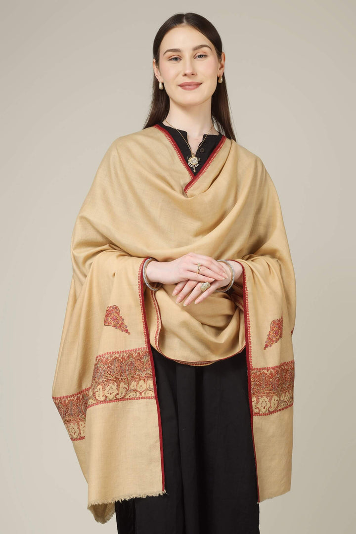 This antique sozni jamawar shawl, also known as an amli jamawar, is crafted on pure pashmina and finished with a beautifully patched heritage border in rich red and gold tones
| pashmina shawls online | authentic Kashmiri pashmina shawl online | pure pashmina shawl online | original GI certified pashmina shawl online | luxury men's pashmina shawl online from Kashmir | where to buy online pure pashmina in India
| GI Tag Certified - Government-verified authentic Kashmiri Pashmina
| G20 Official Partner - Selected by India for G20 Summit gifting
| Handicraft Registered - Official recognition of traditional craftsmanship
| Certificate of Authenticity - Every purchase includes GI certification This antique sozni jamawar shawl, also known as an amli jamawar, is crafted on pure pashmina and finished with a beautifully patched heritage border in rich red and gold tones
| pashmina shawls online | authentic Kashmiri pashmina shawl online | pure pashmina shawl online | original GI certified pashmina shawl online | luxury men's pashmina shawl online from Kashmir | where to buy online pure pashmina in India
| GI Tag Certified - Government-verified authentic Kashmiri Pashmina
| G20 Official Partner - Selected by India for G20 Summit gifting
| Handicraft Registered - Official recognition of traditional craftsmanship
| Certificate of Authenticity - Every purchase includes GI certification