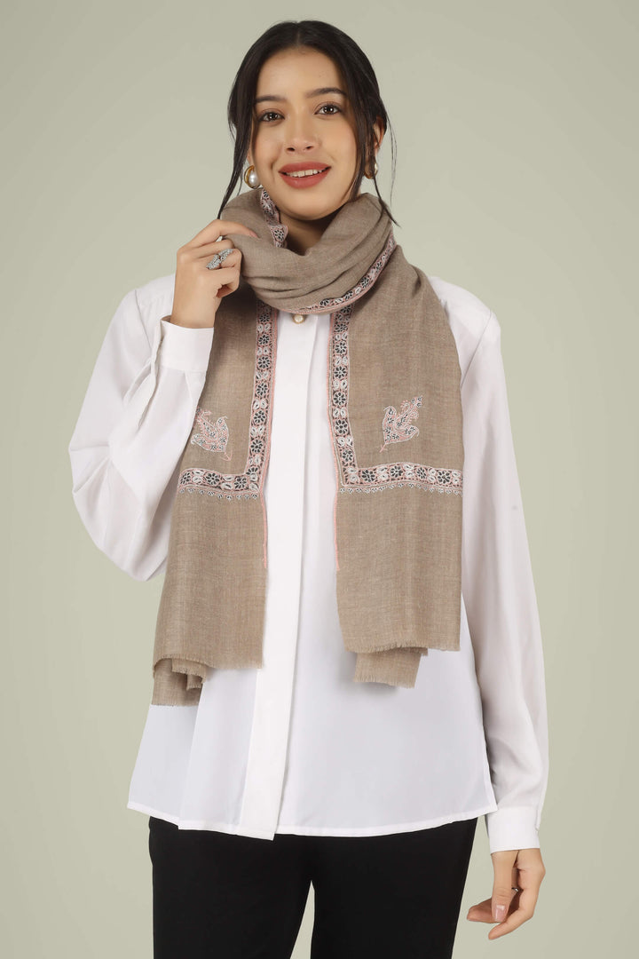 Hand-embroidered natural taupe pure Pashmina stole featuring maroon and ivory Sozni corner paisley (Buta) motifs and a delicate Hashidaar border from Kepra.
| pashmina shawls online | authentic Kashmiri pashmina shawl online | pure pashmina shawl online | original GI certified pashmina shawl online | luxury men's pashmina shawl online from Kashmir | where to buy online pure pashmina in India
| GI Tag Certified - Government-verified authentic Kashmiri Pashmina
| G20 Official Partner - Selected by India for G20 Summit gifting
| Handicraft Registered - Official recognition of traditional craftsmanship
| Certificate of Authenticity - Every purchase includes GI certification Hand-embroidered natural taupe pure Pashmina stole featuring maroon and ivory Sozni corner paisley (Buta) motifs and a delicate Hashidaar border from Kepra.
| pashmina shawls online | authentic Kashmiri pashmina shawl online | pure pashmina shawl online | original GI certified pashmina shawl online | luxury men's pashmina shawl online from Kashmir | where to buy online pure pashmina in India
| GI Tag Certified - Government-verified authentic Kashmiri Pashmina
| G20 Official Partner - Selected by India for G20 Summit gifting
| Handicraft Registered - Official recognition of traditional craftsmanship
| Certificate of Authenticity - Every purchase includes GI certification