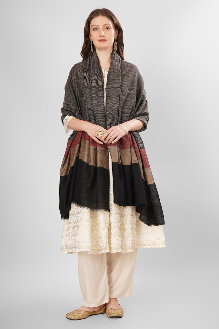 "Pashmina Reem Woven Shawl | Dark Grey Base with Burgundy, Beige, and Black Horizontal Stripes | Handwoven Kashmiri Pashmina"
| pashmina shawls online | authentic Kashmiri pashmina shawl online | pure pashmina shawl online | original GI certified pashmina shawl online | luxury men's pashmina shawl online from Kashmir | where to buy online pure pashmina in India
| GI Tag Certified - Government-verified authentic Kashmiri Pashmina
| G20 Official Partner - Selected by India for G20 Summit gifting
| Handicraft Registered - Official recognition of traditional craftsmanship
| Certificate of Authenticity - Every purchase includes GI certification "Pashmina Reem Woven Shawl | Dark Grey Base with Burgundy, Beige, and Black Horizontal Stripes | Handwoven Kashmiri Pashmina"
| pashmina shawls online | authentic Kashmiri pashmina shawl online | pure pashmina shawl online | original GI certified pashmina shawl online | luxury men's pashmina shawl online from Kashmir | where to buy online pure pashmina in India
| GI Tag Certified - Government-verified authentic Kashmiri Pashmina
| G20 Official Partner - Selected by India for G20 Summit gifting
| Handicraft Registered - Official recognition of traditional craftsmanship
| Certificate of Authenticity - Every purchase includes GI certification