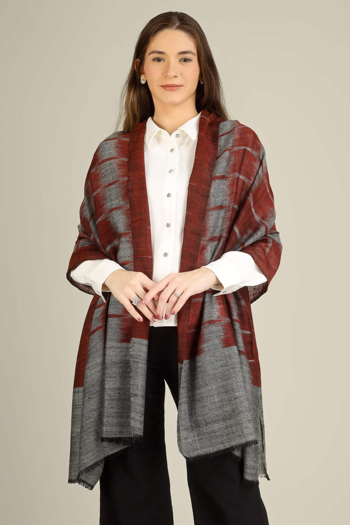 This pure pashmina stole features a sophisticated smoky grey base, overlaid with broad brushstroke checks in a rich maroon tone that give it a contemporary, painterly look while keeping the texture featherlight and soft
| pashmina shawls online | authentic Kashmiri pashmina shawl online | pure pashmina shawl online | original GI certified pashmina shawl online | luxury men's pashmina shawl online from Kashmir | where to buy online pure pashmina in India
| GI Tag Certified - Government-verified authentic Kashmiri Pashmina
| G20 Official Partner - Selected by India for G20 Summit gifting
| Handicraft Registered - Official recognition of traditional craftsmanship
| Certificate of Authenticity - Every purchase includes GI certification This pure pashmina stole features a sophisticated smoky grey base, overlaid with broad brushstroke checks in a rich maroon tone that give it a contemporary, painterly look while keeping the texture featherlight and soft
| pashmina shawls online | authentic Kashmiri pashmina shawl online | pure pashmina shawl online | original GI certified pashmina shawl online | luxury men's pashmina shawl online from Kashmir | where to buy online pure pashmina in India
| GI Tag Certified - Government-verified authentic Kashmiri Pashmina
| G20 Official Partner - Selected by India for G20 Summit gifting
| Handicraft Registered - Official recognition of traditional craftsmanship
| Certificate of Authenticity - Every purchase includes GI certification