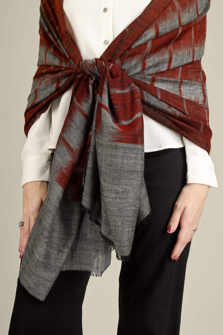 This pure pashmina stole features a sophisticated smoky grey base, overlaid with broad brushstroke checks in a rich maroon tone that give it a contemporary, painterly look while keeping the texture featherlight and soft
| pashmina shawls online | authentic Kashmiri pashmina shawl online | pure pashmina shawl online | original GI certified pashmina shawl online | luxury men's pashmina shawl online from Kashmir | where to buy online pure pashmina in India
| GI Tag Certified - Government-verified authentic Kashmiri Pashmina
| G20 Official Partner - Selected by India for G20 Summit gifting
| Handicraft Registered - Official recognition of traditional craftsmanship
| Certificate of Authenticity - Every purchase includes GI certification This pure pashmina stole features a sophisticated smoky grey base, overlaid with broad brushstroke checks in a rich maroon tone that give it a contemporary, painterly look while keeping the texture featherlight and soft
| pashmina shawls online | authentic Kashmiri pashmina shawl online | pure pashmina shawl online | original GI certified pashmina shawl online | luxury men's pashmina shawl online from Kashmir | where to buy online pure pashmina in India
| GI Tag Certified - Government-verified authentic Kashmiri Pashmina
| G20 Official Partner - Selected by India for G20 Summit gifting
| Handicraft Registered - Official recognition of traditional craftsmanship
| Certificate of Authenticity - Every purchase includes GI certification