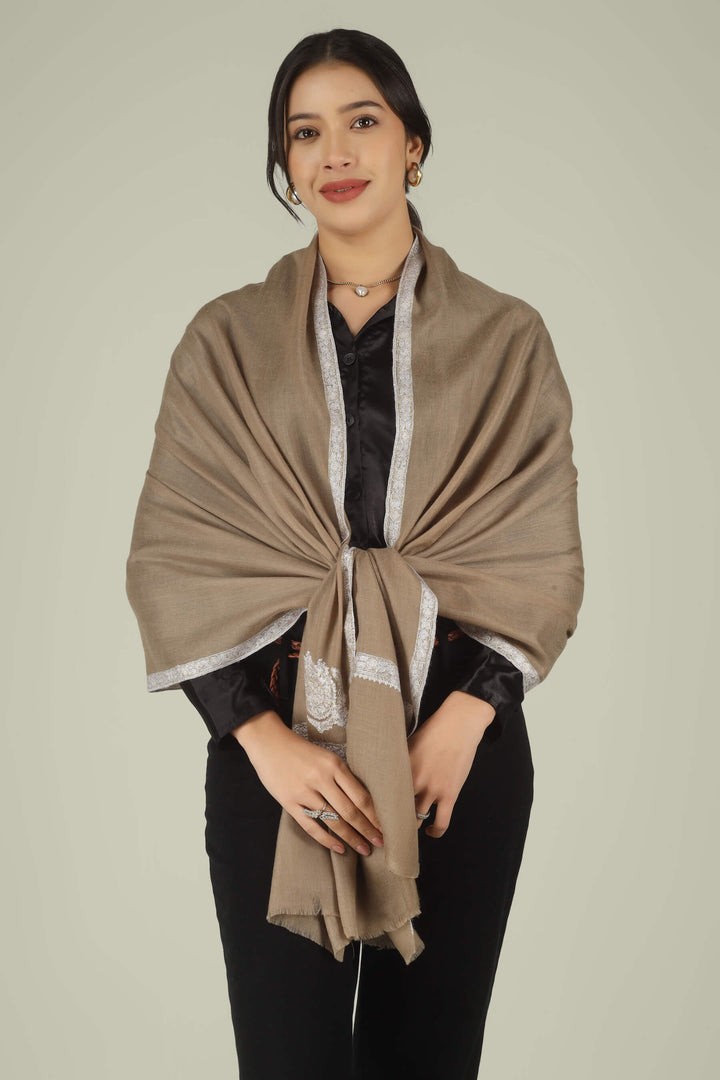 Hand-embroidered natural taupe pure Pashmina stole featuring ivory Sozni corner paisley motifs and a delicate Hashidaar border from Kepra.
| pashmina shawls online | authentic Kashmiri pashmina shawl online | pure pashmina shawl online | original GI certified pashmina shawl online | luxury men's pashmina shawl online from Kashmir | where to buy online pure pashmina in India
| GI Tag Certified - Government-verified authentic Kashmiri Pashmina
| G20 Official Partner - Selected by India for G20 Summit gifting
| Handicraft Registered - Official recognition of traditional craftsmanship
| Certificate of Authenticity - Every purchase includes GI certification Hand-embroidered natural taupe pure Pashmina stole featuring ivory Sozni corner paisley motifs and a delicate Hashidaar border from Kepra.
| pashmina shawls online | authentic Kashmiri pashmina shawl online | pure pashmina shawl online | original GI certified pashmina shawl online | luxury men's pashmina shawl online from Kashmir | where to buy online pure pashmina in India
| GI Tag Certified - Government-verified authentic Kashmiri Pashmina
| G20 Official Partner - Selected by India for G20 Summit gifting
| Handicraft Registered - Official recognition of traditional craftsmanship
| Certificate of Authenticity - Every purchase includes GI certification