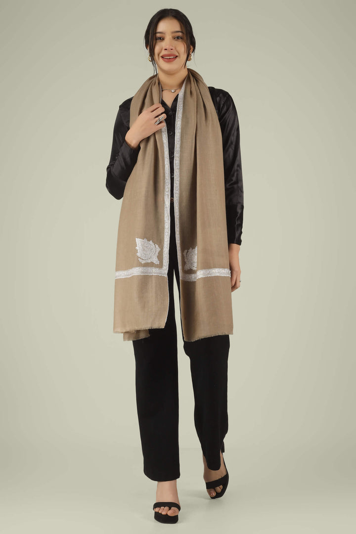 Hand-embroidered natural taupe pure Pashmina stole featuring ivory Sozni corner paisley motifs and a delicate Hashidaar border from Kepra.
| pashmina shawls online | authentic Kashmiri pashmina shawl online | pure pashmina shawl online | original GI certified pashmina shawl online | luxury men's pashmina shawl online from Kashmir | where to buy online pure pashmina in India
| GI Tag Certified - Government-verified authentic Kashmiri Pashmina
| G20 Official Partner - Selected by India for G20 Summit gifting
| Handicraft Registered - Official recognition of traditional craftsmanship
| Certificate of Authenticity - Every purchase includes GI certification Hand-embroidered natural taupe pure Pashmina stole featuring ivory Sozni corner paisley motifs and a delicate Hashidaar border from Kepra.
| pashmina shawls online | authentic Kashmiri pashmina shawl online | pure pashmina shawl online | original GI certified pashmina shawl online | luxury men's pashmina shawl online from Kashmir | where to buy online pure pashmina in India
| GI Tag Certified - Government-verified authentic Kashmiri Pashmina
| G20 Official Partner - Selected by India for G20 Summit gifting
| Handicraft Registered - Official recognition of traditional craftsmanship
| Certificate of Authenticity - Every purchase includes GI certification