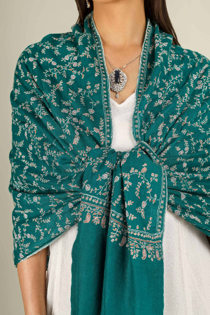 GI teal Kashmiri pure pashmina embroidered stole by Kepra, draped on smiling model in white dress, front view for Paris winter styling
| pashmina shawls online | authentic Kashmiri pashmina shawl online | pure pashmina shawl online | original GI certified pashmina shawl online | luxury men's pashmina shawl online from Kashmir | where to buy online pure pashmina in India
| GI Tag Certified - Government-verified authentic Kashmiri Pashmina
| G20 Official Partner - Selected by India for G20 Summit gifting
| Handicraft Registered - Official recognition of traditional craftsmanship
| Certificate of Authenticity - Every purchase includes GI certification GI teal Kashmiri pure pashmina embroidered stole by Kepra, draped on smiling model in white dress, front view for Paris winter styling
| pashmina shawls online | authentic Kashmiri pashmina shawl online | pure pashmina shawl online | original GI certified pashmina shawl online | luxury men's pashmina shawl online from Kashmir | where to buy online pure pashmina in India
| GI Tag Certified - Government-verified authentic Kashmiri Pashmina
| G20 Official Partner - Selected by India for G20 Summit gifting
| Handicraft Registered - Official recognition of traditional craftsmanship
| Certificate of Authenticity - Every purchase includes GI certification