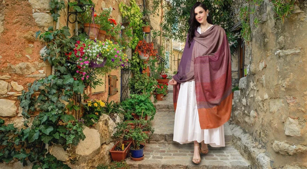 GI-certified pure Pashmina shawls, handwoven from authentic Kashmiri Pashmina wool for women who value tradition and luxury.