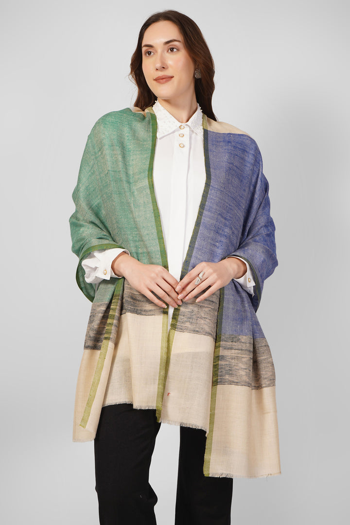 Vibrant Modern Pashmina Stoles Online – Green, Blue & Beige Colorblock Artistry
Experience effortless chic with this Green and Blue Designer Pashmina Stole, handwoven in Kashmir from pure, ultra-soft pashmina wool.
| pashmina shawls online | authentic Kashmiri pashmina shawl online | pure pashmina shawl online | original GI certified pashmina shawl online | luxury men's pashmina shawl online from Kashmir | where to buy online pure pashmina in India
| GI Tag Certified - Government-verified authentic Kashmiri Pashmina
| G20 Official Partner - Selected by India for G20 Summit gifting
| Handicraft Registered - Official recognition of traditional craftsmanship
| Certificate of Authenticity - Every purchase includes GI certification Vibrant Modern Pashmina Stoles Online – Green, Blue & Beige Colorblock Artistry
Experience effortless chic with this Green and Blue Designer Pashmina Stole, handwoven in Kashmir from pure, ultra-soft pashmina wool.
| pashmina shawls online | authentic Kashmiri pashmina shawl online | pure pashmina shawl online | original GI certified pashmina shawl online | luxury men's pashmina shawl online from Kashmir | where to buy online pure pashmina in India
| GI Tag Certified - Government-verified authentic Kashmiri Pashmina
| G20 Official Partner - Selected by India for G20 Summit gifting
| Handicraft Registered - Official recognition of traditional craftsmanship
| Certificate of Authenticity - Every purchase includes GI certification