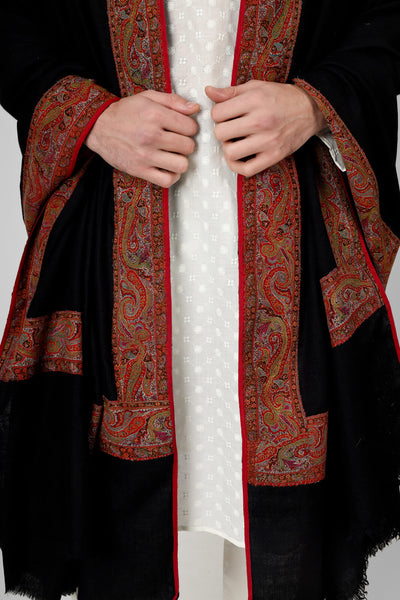 PASHMINA MENS - antique jamwar  patched on pure pashmina shawl Antique Jamawar Mens Shawls