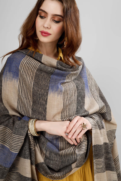 Sadabahar Ikkat pashmina shawl