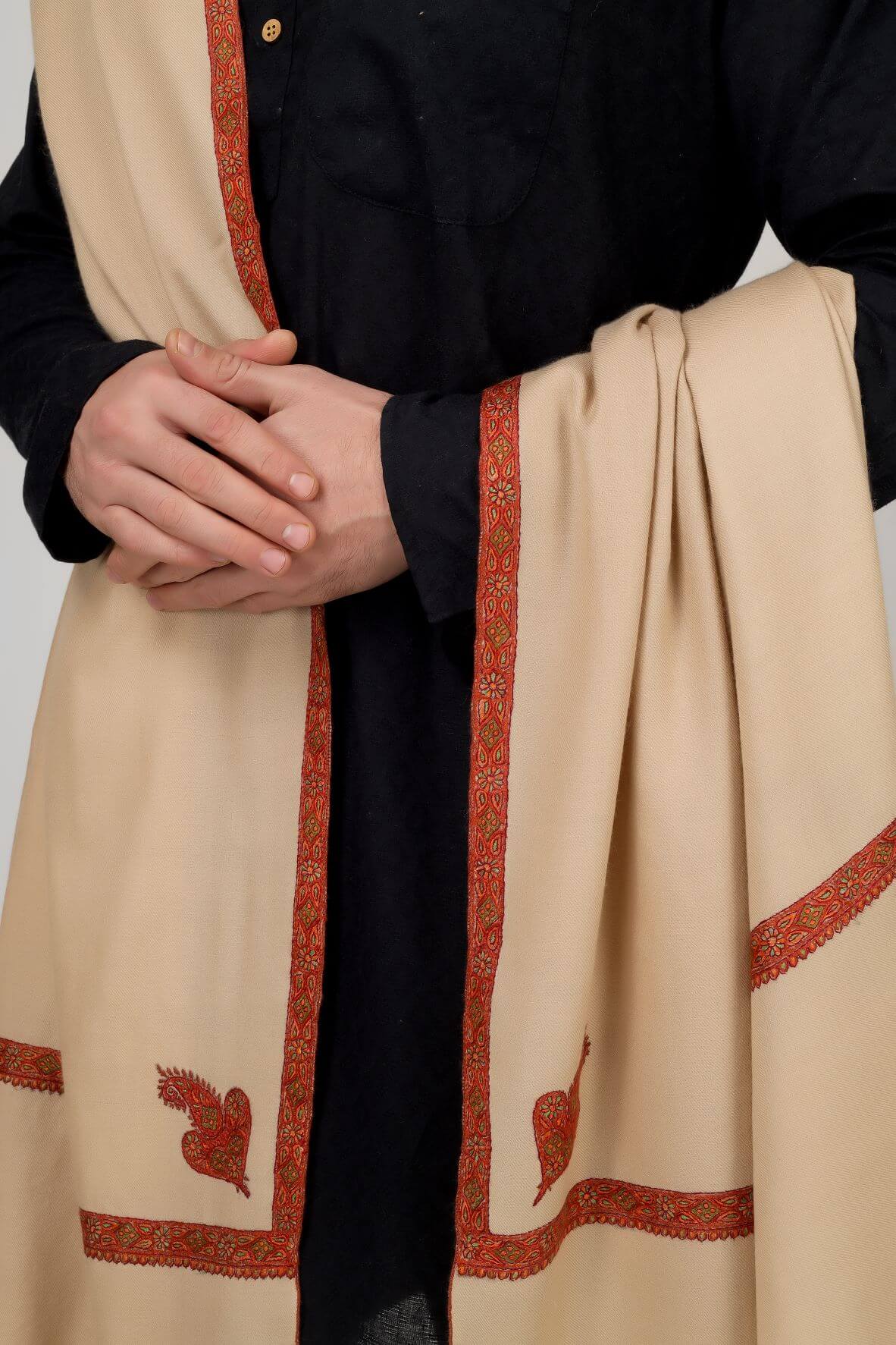 Natural Pashmina hashidaar mens shawl
