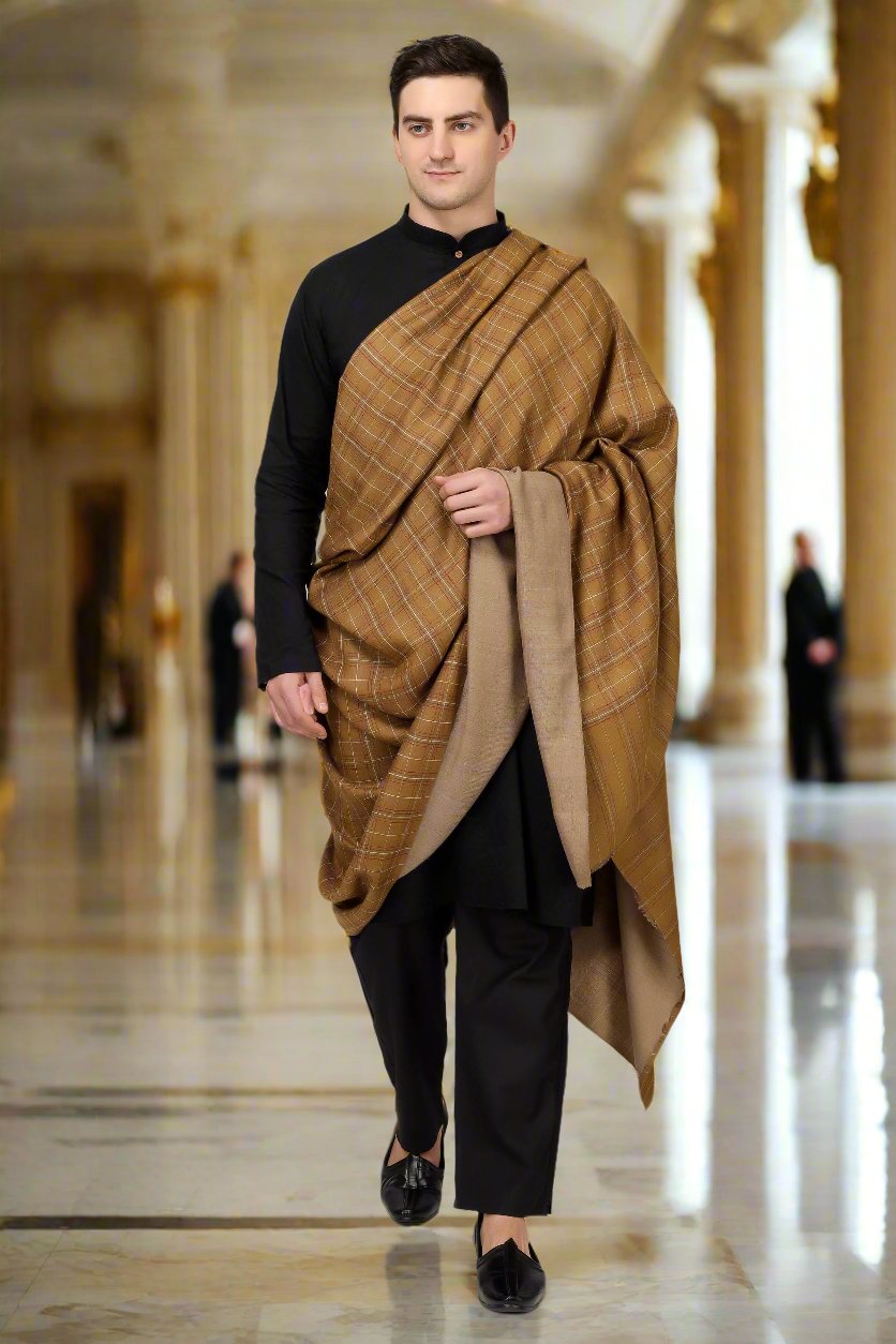 INDIAN - WEDDING - DELHI - PASHMINA- reversible mens shawl ,pashmina shawl