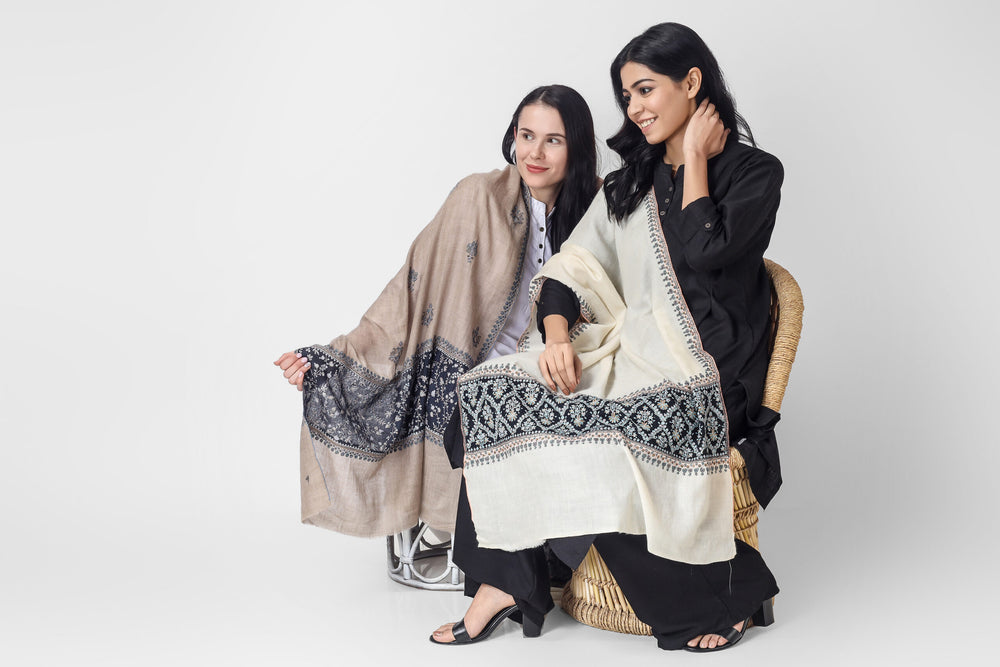 Designer Stoles- " |Pashmina | Authentic Kashmiri Pashmina Shawls | GI Certified Handmade Pashmina Wraps and Luxurious Cashmere Shawls Online from Kashmir, India"