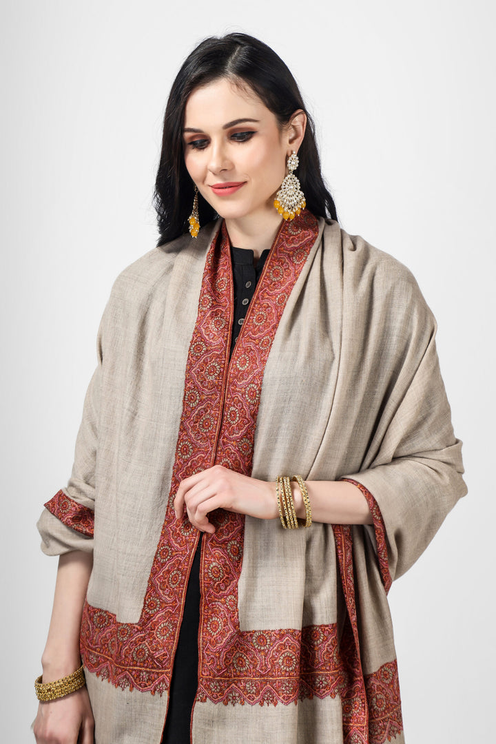 Elevate your wardrobe with this luxurious natural handmade Kashmiri border pashmina shawl, Our designer shawl is the epitome of opulence and is perfect for any occasion. Experience unparalleled warmth and comfort with our premium quality pashmina wool shawl.
| pashmina shawls online | authentic Kashmiri pashmina shawl online | pure pashmina shawl online | original GI certified pashmina shawl online | luxury men's pashmina shawl online from Kashmir | where to buy online pure pashmina in India
| GI Tag Certified - Government-verified authentic Kashmiri Pashmina
| G20 Official Partner - Selected by India for G20 Summit gifting
| Handicraft Registered - Official recognition of traditional craftsmanship
| Certificate of Authenticity - Every purchase includes GI certification Elevate your wardrobe with this luxurious natural handmade Kashmiri border pashmina shawl, Our designer shawl is the epitome of opulence and is perfect for any occasion. Experience unparalleled warmth and comfort with our premium quality pashmina wool shawl.
| pashmina shawls online | authentic Kashmiri pashmina shawl online | pure pashmina shawl online | original GI certified pashmina shawl online | luxury men's pashmina shawl online from Kashmir | where to buy online pure pashmina in India
| GI Tag Certified - Government-verified authentic Kashmiri Pashmina
| G20 Official Partner - Selected by India for G20 Summit gifting
| Handicraft Registered - Official recognition of traditional craftsmanship
| Certificate of Authenticity - Every purchase includes GI certification