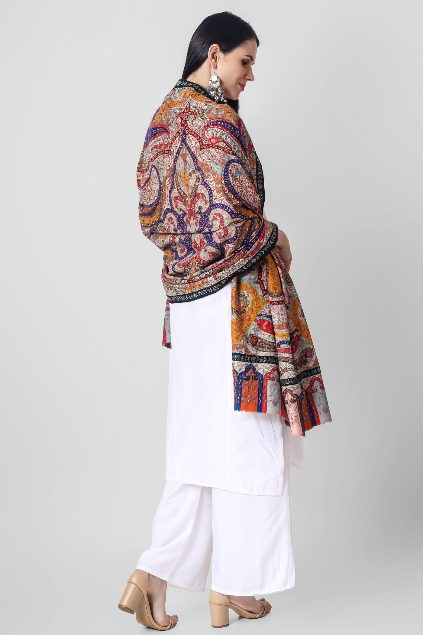 Pashmina shaheena Kalamkari shawl