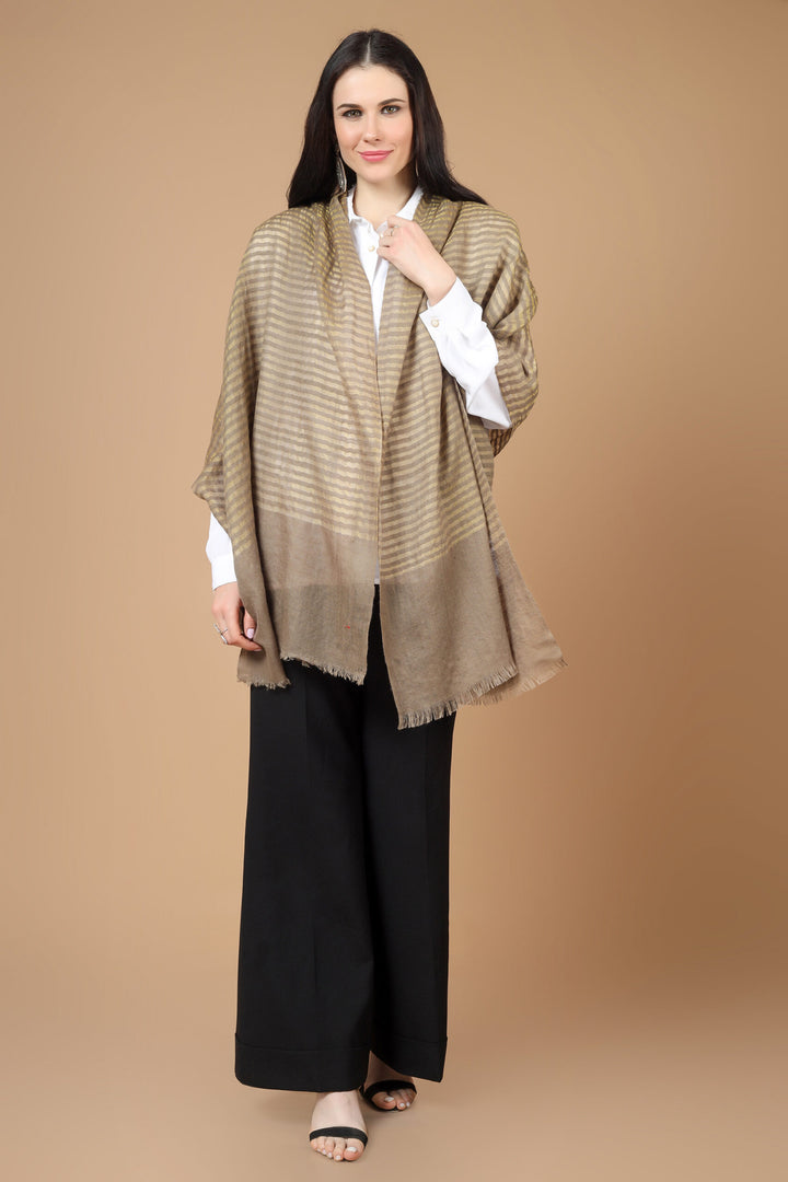 Beautiful natural color strips comes an exquisite Pashmina Stole for your Winter charm which is passionately crafted zari and pashmina together .
| pashmina shawls online | authentic Kashmiri pashmina shawl online | pure pashmina shawl online | original GI certified pashmina shawl online | luxury men's pashmina shawl online from Kashmir | where to buy online pure pashmina in India
| GI Tag Certified - Government-verified authentic Kashmiri Pashmina
| G20 Official Partner - Selected by India for G20 Summit gifting
| Handicraft Registered - Official recognition of traditional craftsmanship
| Certificate of Authenticity - Every purchase includes GI certification Beautiful natural color strips comes an exquisite Pashmina Stole for your Winter charm which is passionately crafted zari and pashmina together .
| pashmina shawls online | authentic Kashmiri pashmina shawl online | pure pashmina shawl online | original GI certified pashmina shawl online | luxury men's pashmina shawl online from Kashmir | where to buy online pure pashmina in India
| GI Tag Certified - Government-verified authentic Kashmiri Pashmina
| G20 Official Partner - Selected by India for G20 Summit gifting
| Handicraft Registered - Official recognition of traditional craftsmanship
| Certificate of Authenticity - Every purchase includes GI certification