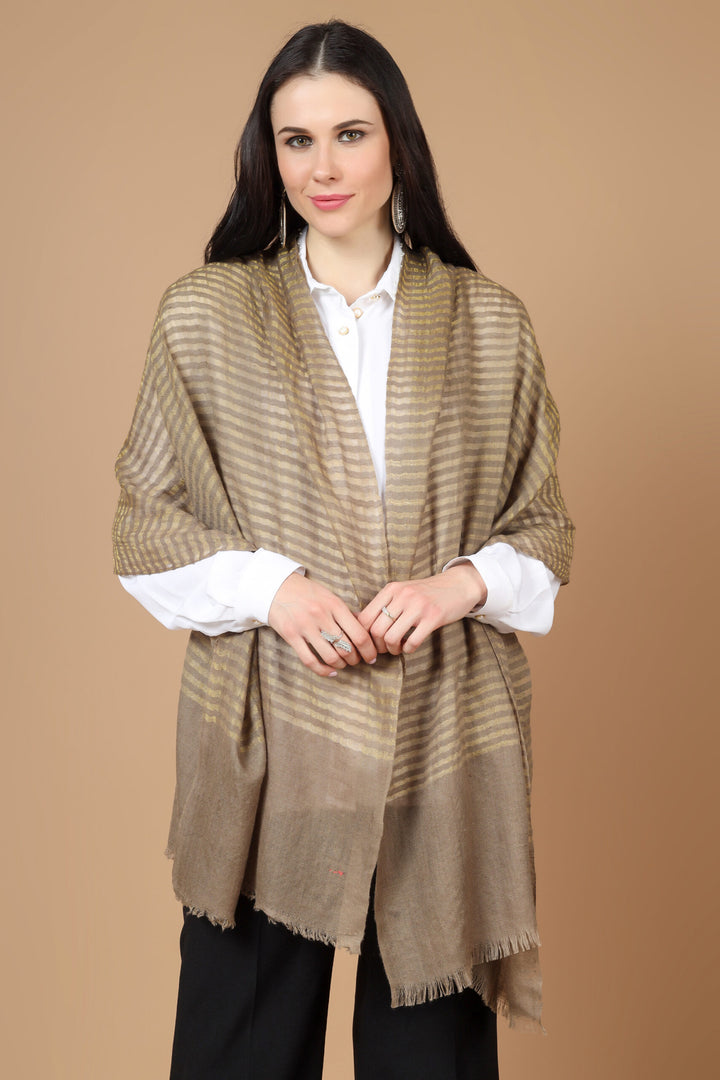 Beautiful natural color strips comes an exquisite Pashmina Stole for your Winter charm which is passionately crafted zari and pashmina together .
| pashmina shawls online | authentic Kashmiri pashmina shawl online | pure pashmina shawl online | original GI certified pashmina shawl online | luxury men's pashmina shawl online from Kashmir | where to buy online pure pashmina in India
| GI Tag Certified - Government-verified authentic Kashmiri Pashmina
| G20 Official Partner - Selected by India for G20 Summit gifting
| Handicraft Registered - Official recognition of traditional craftsmanship
| Certificate of Authenticity - Every purchase includes GI certification Beautiful natural color strips comes an exquisite Pashmina Stole for your Winter charm which is passionately crafted zari and pashmina together .
| pashmina shawls online | authentic Kashmiri pashmina shawl online | pure pashmina shawl online | original GI certified pashmina shawl online | luxury men's pashmina shawl online from Kashmir | where to buy online pure pashmina in India
| GI Tag Certified - Government-verified authentic Kashmiri Pashmina
| G20 Official Partner - Selected by India for G20 Summit gifting
| Handicraft Registered - Official recognition of traditional craftsmanship
| Certificate of Authenticity - Every purchase includes GI certification