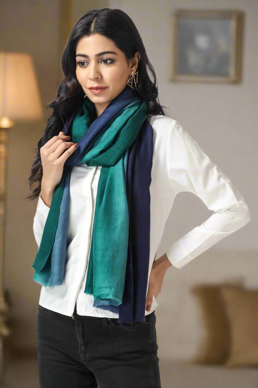 Blue peacock Ombre Pashmina  Stole