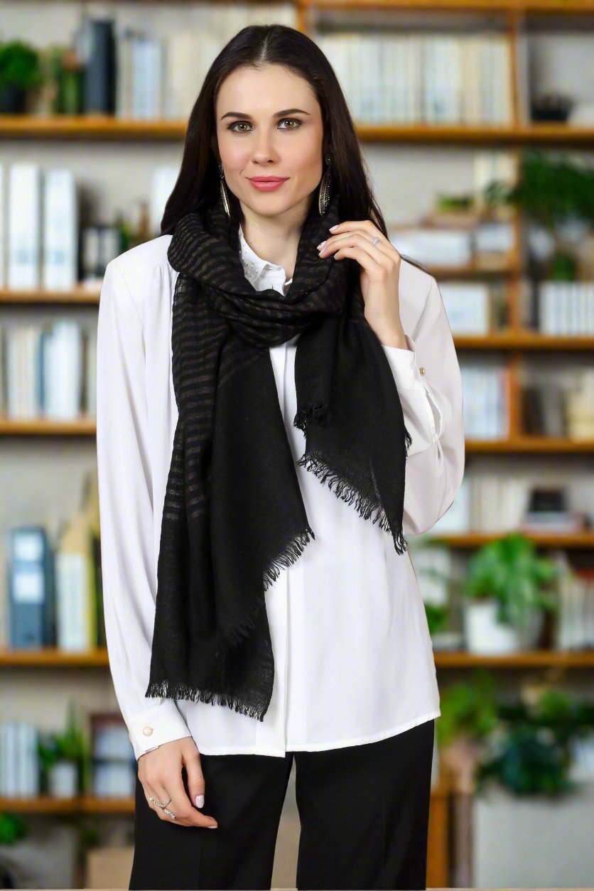 Black zari Designer Pashmina Stoles
