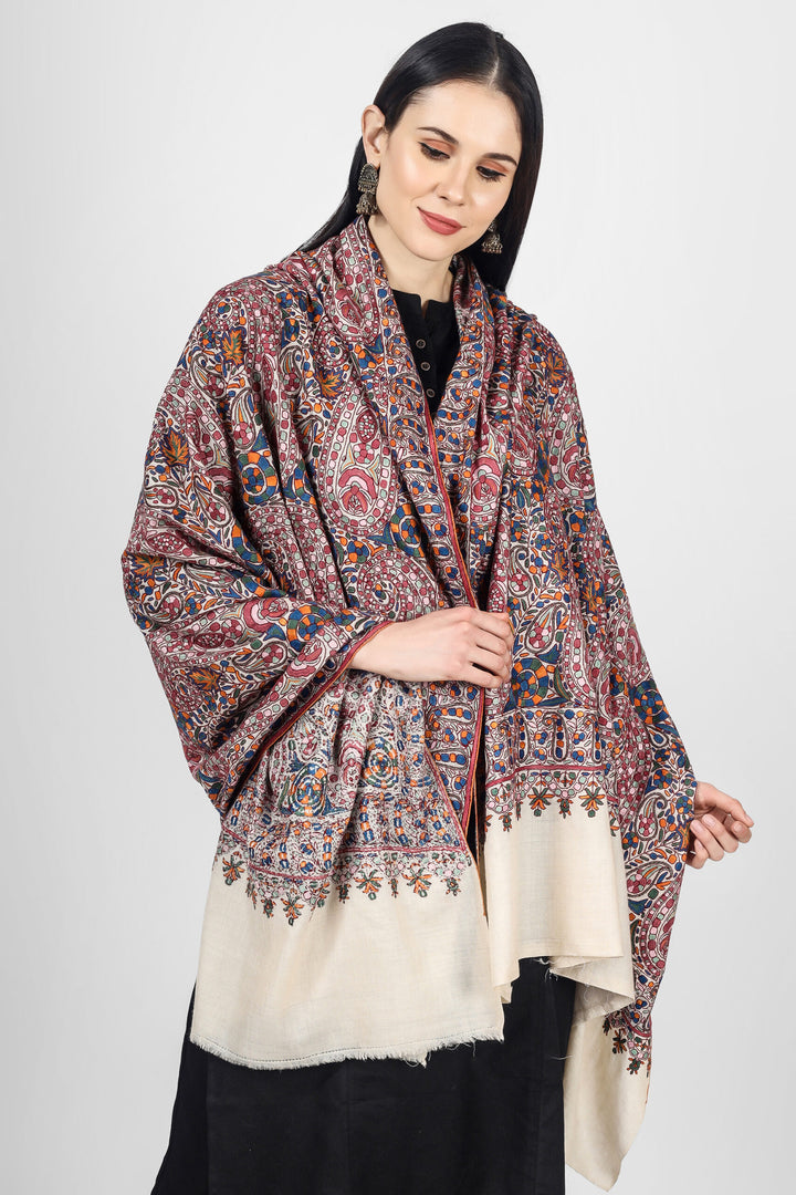 This White  Pure Pashmina Shawl With Papier Mache Jama Hand Embroidery inspired by paisley and floral motifs will embrace your beauty in every way.
    
      | pashmina shawls online | authentic Kashmiri pashmina shawl online | pure pashmina shawl online | original GI certified pashmina shawl online | luxury men’s pashmina shawl online from Kashmir | where to buy online pure pashmina in India
    
    | GI Tag Certified - Government-verified authentic Kashmiri Pashmina
    | G20 Official Partner - Selected by India for G20 Summit gifting
    | Handicraft Registered - Official recognition of traditional craftsmanship
    | Certificate of Authenticity - Every purchase includes GI certification
      This White  Pure Pashmina Shawl With Papier Mache Jama Hand Embroidery inspired by paisley and floral motifs will embrace your beauty in every way.
    
      | pashmina shawls online | authentic Kashmiri pashmina shawl online | pure pashmina shawl online | original GI certified pashmina shawl online | luxury men’s pashmina shawl online from Kashmir | where to buy online pure pashmina in India
    
    | GI Tag Certified - Government-verified authentic Kashmiri Pashmina
    | G20 Official Partner - Selected by India for G20 Summit gifting
    | Handicraft Registered - Official recognition of traditional craftsmanship
    | Certificate of Authenticity - Every purchase includes GI certification