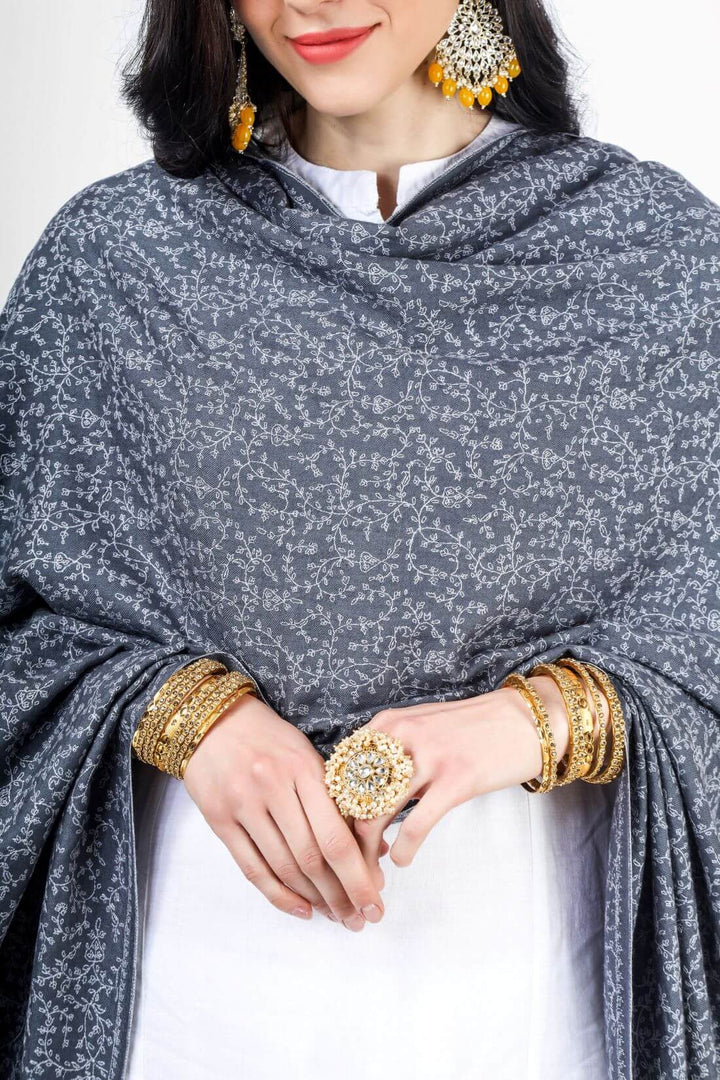 This Gray pashmina shawl Jaldaar can be draped over the shoulders to add a touch of elegance to any outfit. It can also be worn as a hijab or headscarf for a modest and stylish look. The intricate embroidery and unique pattern make this shawl a truly one-of-a-kind piece that is sure to impress.
| pashmina shawls online | authentic Kashmiri pashmina shawl online | pure pashmina shawl online | original GI certified pashmina shawl online | luxury men's pashmina shawl online from Kashmir | where to buy online pure pashmina in India
| GI Tag Certified - Government-verified authentic Kashmiri Pashmina
| G20 Official Partner - Selected by India for G20 Summit gifting
| Handicraft Registered - Official recognition of traditional craftsmanship
| Certificate of Authenticity - Every purchase includes GI certification This Gray pashmina shawl Jaldaar can be draped over the shoulders to add a touch of elegance to any outfit. It can also be worn as a hijab or headscarf for a modest and stylish look. The intricate embroidery and unique pattern make this shawl a truly one-of-a-kind piece that is sure to impress.
| pashmina shawls online | authentic Kashmiri pashmina shawl online | pure pashmina shawl online | original GI certified pashmina shawl online | luxury men's pashmina shawl online from Kashmir | where to buy online pure pashmina in India
| GI Tag Certified - Government-verified authentic Kashmiri Pashmina
| G20 Official Partner - Selected by India for G20 Summit gifting
| Handicraft Registered - Official recognition of traditional craftsmanship
| Certificate of Authenticity - Every purchase includes GI certification