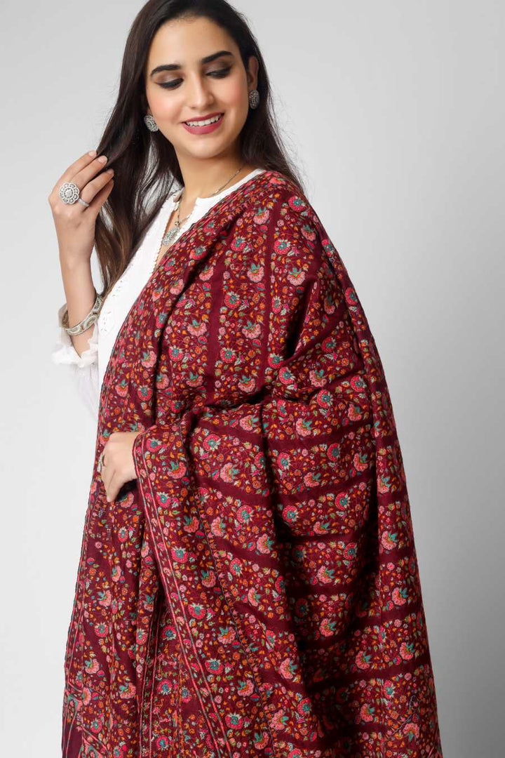 A passionate and ravishing wine color Pashmina Shawl in combination with the legendary paper mache Sozni Embroidery in intricate Jaldaar khatras.
| pashmina shawls online | authentic Kashmiri pashmina shawl online | pure pashmina shawl online | original GI certified pashmina shawl online | luxury men's pashmina shawl online from Kashmir | where to buy online pure pashmina in India
| GI Tag Certified - Government-verified authentic Kashmiri Pashmina
| G20 Official Partner - Selected by India for G20 Summit gifting
| Handicraft Registered - Official recognition of traditional craftsmanship
| Certificate of Authenticity - Every purchase includes GI certification A passionate and ravishing wine color Pashmina Shawl in combination with the legendary paper mache Sozni Embroidery in intricate Jaldaar khatras.
| pashmina shawls online | authentic Kashmiri pashmina shawl online | pure pashmina shawl online | original GI certified pashmina shawl online | luxury men's pashmina shawl online from Kashmir | where to buy online pure pashmina in India
| GI Tag Certified - Government-verified authentic Kashmiri Pashmina
| G20 Official Partner - Selected by India for G20 Summit gifting
| Handicraft Registered - Official recognition of traditional craftsmanship
| Certificate of Authenticity - Every purchase includes GI certification