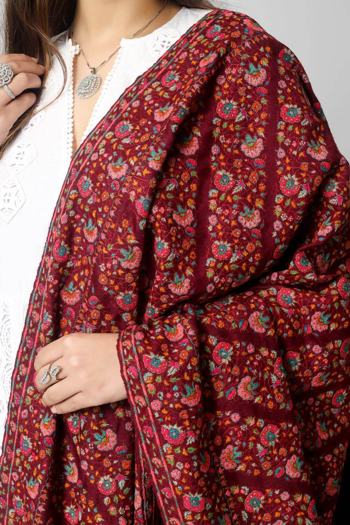 A passionate and ravishing wine color Pashmina Shawl in combination with the legendary paper mache Sozni Embroidery in intricate Jaldaar khatras.
| pashmina shawls online | authentic Kashmiri pashmina shawl online | pure pashmina shawl online | original GI certified pashmina shawl online | luxury men's pashmina shawl online from Kashmir | where to buy online pure pashmina in India
| GI Tag Certified - Government-verified authentic Kashmiri Pashmina
| G20 Official Partner - Selected by India for G20 Summit gifting
| Handicraft Registered - Official recognition of traditional craftsmanship
| Certificate of Authenticity - Every purchase includes GI certification A passionate and ravishing wine color Pashmina Shawl in combination with the legendary paper mache Sozni Embroidery in intricate Jaldaar khatras.
| pashmina shawls online | authentic Kashmiri pashmina shawl online | pure pashmina shawl online | original GI certified pashmina shawl online | luxury men's pashmina shawl online from Kashmir | where to buy online pure pashmina in India
| GI Tag Certified - Government-verified authentic Kashmiri Pashmina
| G20 Official Partner - Selected by India for G20 Summit gifting
| Handicraft Registered - Official recognition of traditional craftsmanship
| Certificate of Authenticity - Every purchase includes GI certification