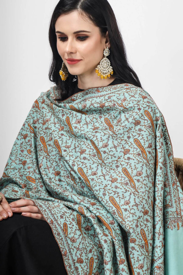 PASHMINA SHAWL  Indulge in luxury with this exquisite turquoise handmade Pashmina Shawl adorned with intricate Sozni embroidery in a Jaldaar pattern, crafted from the finest natural pashmina wool This shawl features charming Sozni silk threads in vivid floral vines that form symmetrical patterns,
    
      | pashmina shawls online | authentic Kashmiri pashmina shawl online | pure pashmina shawl online | original GI certified pashmina shawl online | luxury men’s pashmina shawl online from Kashmir | where to buy online pure pashmina in India
    
    | GI Tag Certified - Government-verified authentic Kashmiri Pashmina
    | G20 Official Partner - Selected by India for G20 Summit gifting
    | Handicraft Registered - Official recognition of traditional craftsmanship
    | Certificate of Authenticity - Every purchase includes GI certification
      PASHMINA SHAWL  Indulge in luxury with this exquisite turquoise handmade Pashmina Shawl adorned with intricate Sozni embroidery in a Jaldaar pattern, crafted from the finest natural pashmina wool This shawl features charming Sozni silk threads in vivid floral vines that form symmetrical patterns,
    
      | pashmina shawls online | authentic Kashmiri pashmina shawl online | pure pashmina shawl online | original GI certified pashmina shawl online | luxury men’s pashmina shawl online from Kashmir | where to buy online pure pashmina in India
    
    | GI Tag Certified - Government-verified authentic Kashmiri Pashmina
    | G20 Official Partner - Selected by India for G20 Summit gifting
    | Handicraft Registered - Official recognition of traditional craftsmanship
    | Certificate of Authenticity - Every purchase includes GI certification