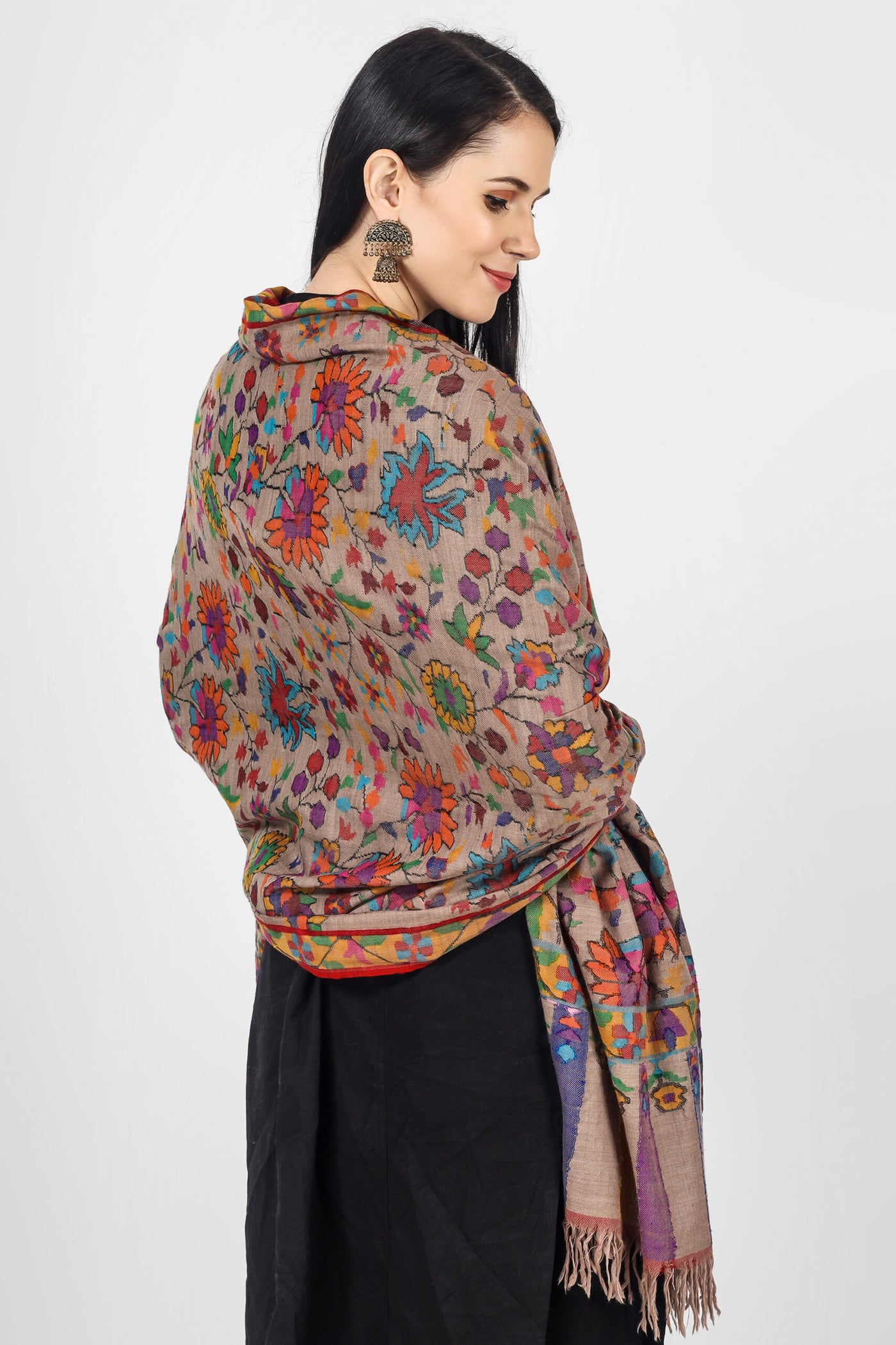  "KANI SHAWL - The Ravishing Shade of Natural (Khudrang) Woven with Dancing Florals and Nature's Colors in Splendid Kani Weave liked by these countries - USA, UK, GERMANY, UAE, INDIA, FRANCE, CANADA, AUSTRALIA, JAPAN, CHINA."