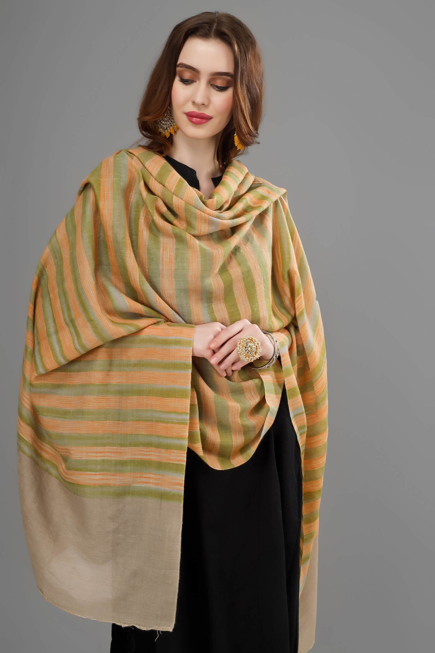 Designer multiple color stripes shawl