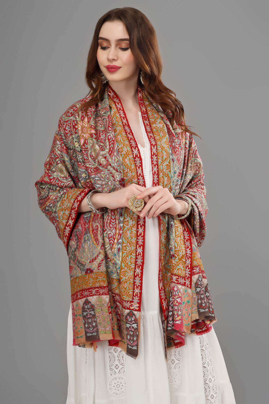 Pashmina Kalamkari shawls are a traditional and exquisite form of Indian textile art that has been around for centuries.known as special pashmina shawls .