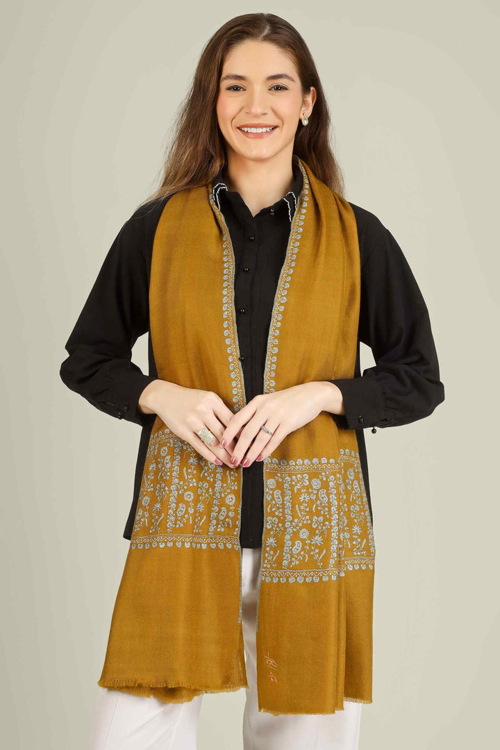 This GI-certified golden pashmina designer paldaar stole is handwoven in Kashmir from the finest pure pashmina, dyed in a deep antique-gold tone that flatters every skin tone
    
      | pashmina shawls online | authentic Kashmiri pashmina shawl online | pure pashmina shawl online | original GI certified pashmina shawl online | luxury men's pashmina shawl online from Kashmir | where to buy online pure pashmina in India
    
    | GI Tag Certified - Government-verified authentic Kashmiri Pashmina
    | G20 Official Partner - Selected by India for G20 Summit gifting
    | Handicraft Registered - Official recognition of traditional craftsmanship
    | Certificate of Authenticity - Every purchase includes GI certification