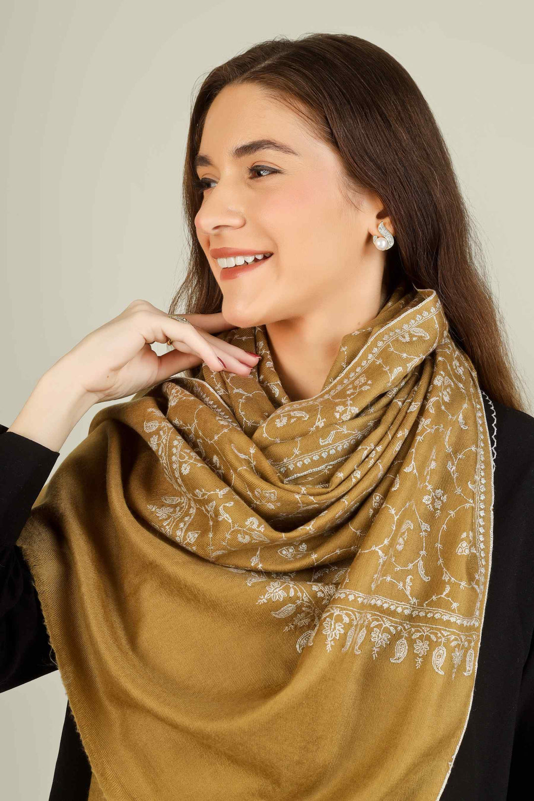 GI Pashmina Golden Hubaa Jaldaar Exclusive Certified Stole