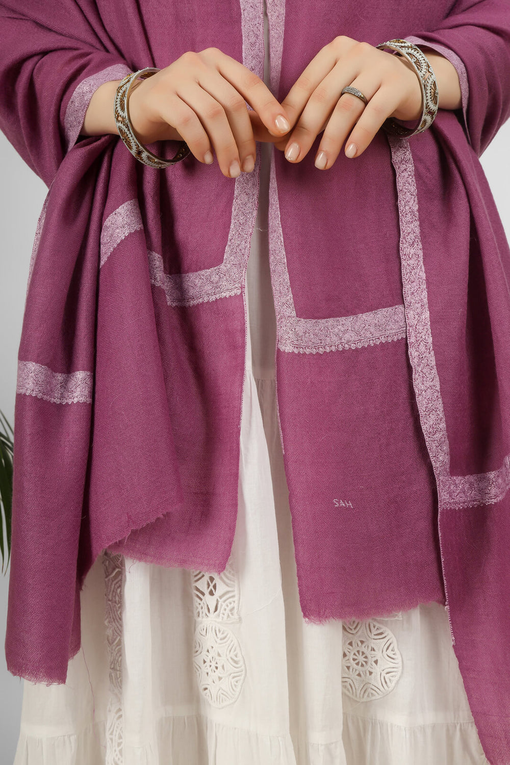 PASHMINA -SHAWLS -DELHI - Purple Wildberry Hashidaar Pashmina Shawl