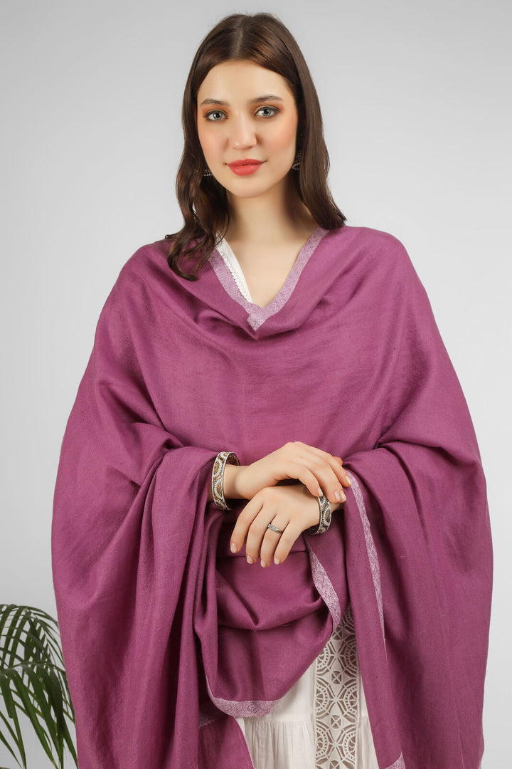 PASHMINA SHAWLS  DELHI HATT- Purple Wildberry Hashidaar Pashmina Shawl