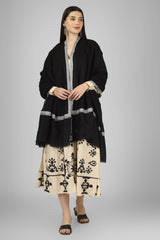 Gulnaar Black pashmina hashidaar shawl with grey work