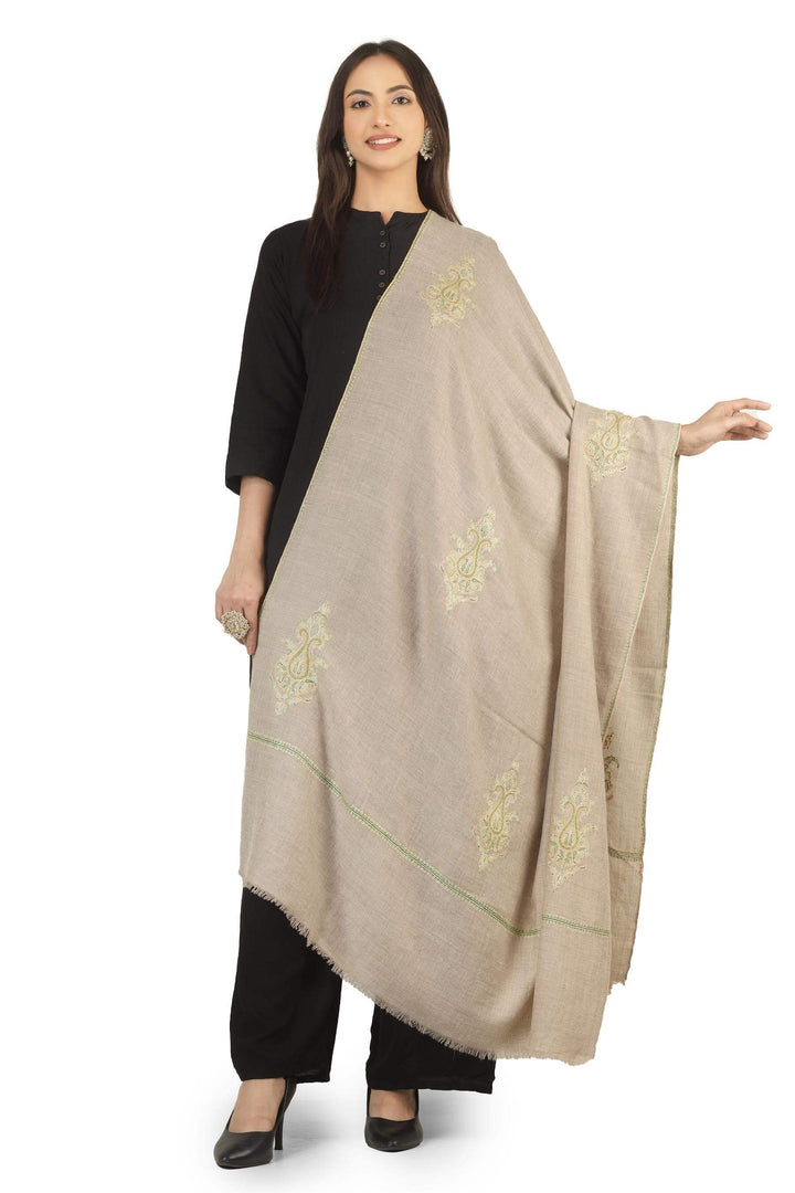 100% pure Kashmiri Pashmina wool for exceptional softness and warmth
Handcrafted Sozni Kaari embroidery on borders with pastel motifs
Earthy taupe brown base with delicate design details
    
      | pashmina shawls online | authentic Kashmiri pashmina shawl online | pure pashmina shawl online | original GI certified pashmina shawl online | luxury men's pashmina shawl online from Kashmir | where to buy online pure pashmina in India
    
    | GI Tag Certified - Government-verified authentic Kashmiri Pashmina
    | G20 Official Partner - Selected by India for G20 Summit gifting
    | Handicraft Registered - Official recognition of traditional craftsmanship
    | Certificate of Authenticity - Every purchase includes GI certification