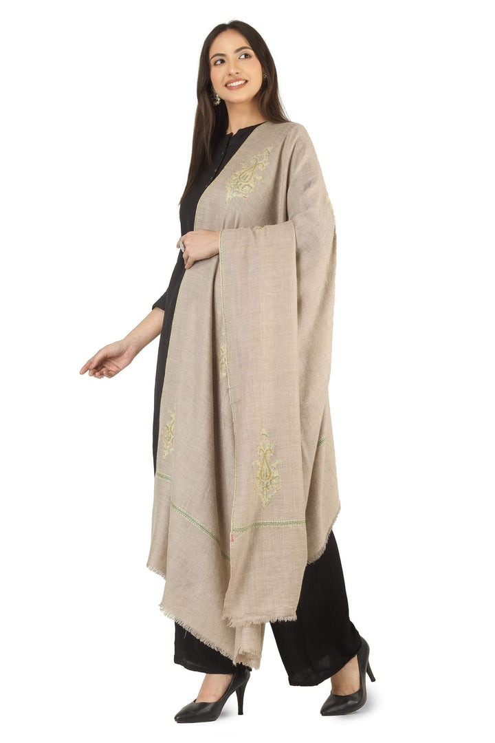 100% pure Kashmiri Pashmina wool for exceptional softness and warmth
Handcrafted Sozni Kaari embroidery on borders with pastel motifs
Earthy taupe brown base with delicate design details
    
      | pashmina shawls online | authentic Kashmiri pashmina shawl online | pure pashmina shawl online | original GI certified pashmina shawl online | luxury men's pashmina shawl online from Kashmir | where to buy online pure pashmina in India
    
    | GI Tag Certified - Government-verified authentic Kashmiri Pashmina
    | G20 Official Partner - Selected by India for G20 Summit gifting
    | Handicraft Registered - Official recognition of traditional craftsmanship
    | Certificate of Authenticity - Every purchase includes GI certification