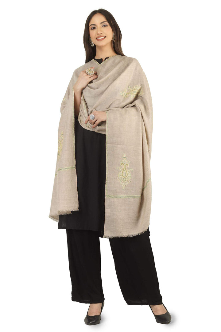 100% pure Kashmiri Pashmina wool for exceptional softness and warmth
Handcrafted Sozni Kaari embroidery on borders with pastel motifs
Earthy taupe brown base with delicate design details
    
      | pashmina shawls online | authentic Kashmiri pashmina shawl online | pure pashmina shawl online | original GI certified pashmina shawl online | luxury men's pashmina shawl online from Kashmir | where to buy online pure pashmina in India
    
    | GI Tag Certified - Government-verified authentic Kashmiri Pashmina
    | G20 Official Partner - Selected by India for G20 Summit gifting
    | Handicraft Registered - Official recognition of traditional craftsmanship
    | Certificate of Authenticity - Every purchase includes GI certification