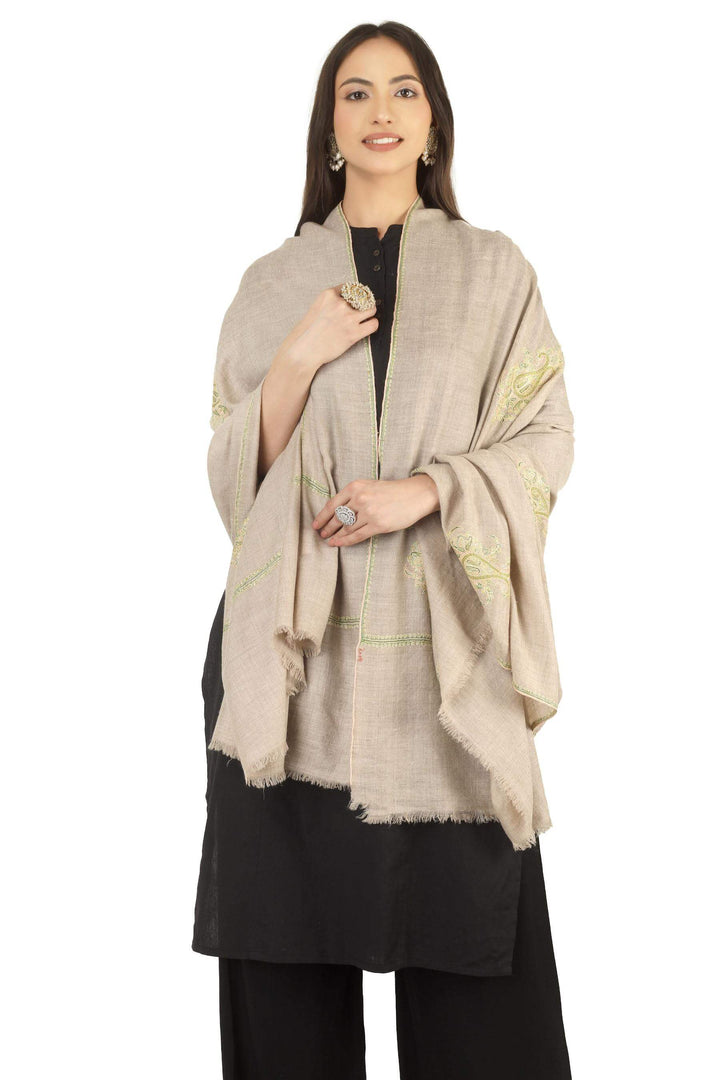100% pure Kashmiri Pashmina wool for exceptional softness and warmth
Handcrafted Sozni Kaari embroidery on borders with pastel motifs
Earthy taupe brown base with delicate design details
    
      | pashmina shawls online | authentic Kashmiri pashmina shawl online | pure pashmina shawl online | original GI certified pashmina shawl online | luxury men's pashmina shawl online from Kashmir | where to buy online pure pashmina in India
    
    | GI Tag Certified - Government-verified authentic Kashmiri Pashmina
    | G20 Official Partner - Selected by India for G20 Summit gifting
    | Handicraft Registered - Official recognition of traditional craftsmanship
    | Certificate of Authenticity - Every purchase includes GI certification