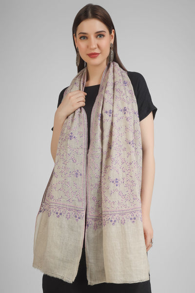 PASHMINA EMBROIDERY STOLE - Natural Jaldaar Embroidery Sozni Stole - We deliver exquisite products to your doorstep in the United States, paris , london, dubai