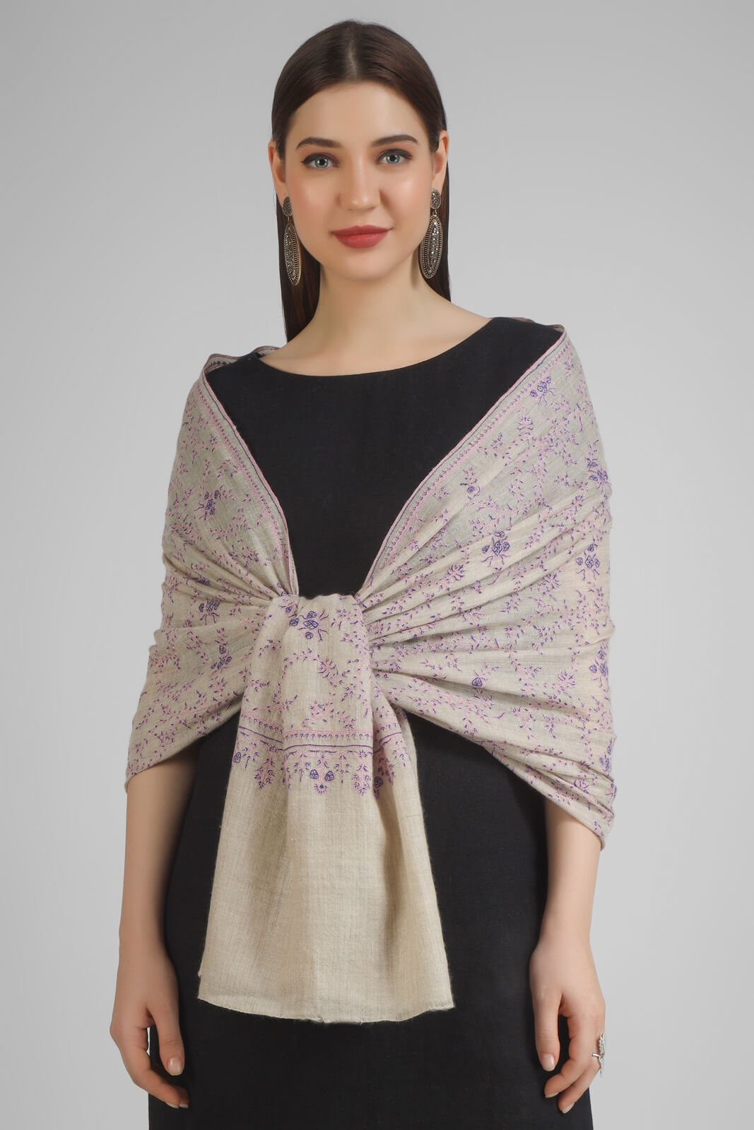 PASHMINA EMBROIDERY STOLE - Natural Jaldaar Embroidery Sozni Stole - We deliver exquisite products to your doorstep in the United States, paris , london, dubai