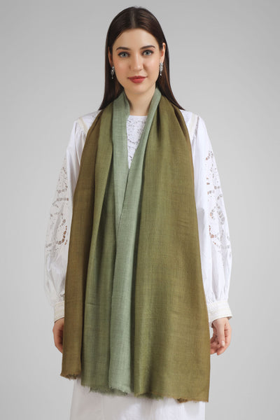 pashmina stoles Green & Brown Ombre Pashmina Stole. Immerse yourself in the beauty of handcrafted ombre designs - We deliver our premium Pashmina products to the United Kingdom, Germany, France, Japan, UAE, and Australia