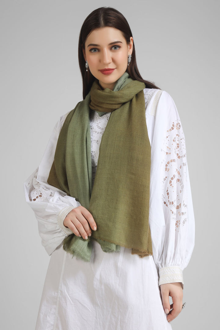 pashmina stoles Green & Brown Ombre Pashmina Stole. Immerse yourself in the beauty of handcrafted ombre designs - We deliver our premium Pashmina products to the United Kingdom, Germany, France, Japan, UAE, and Australia