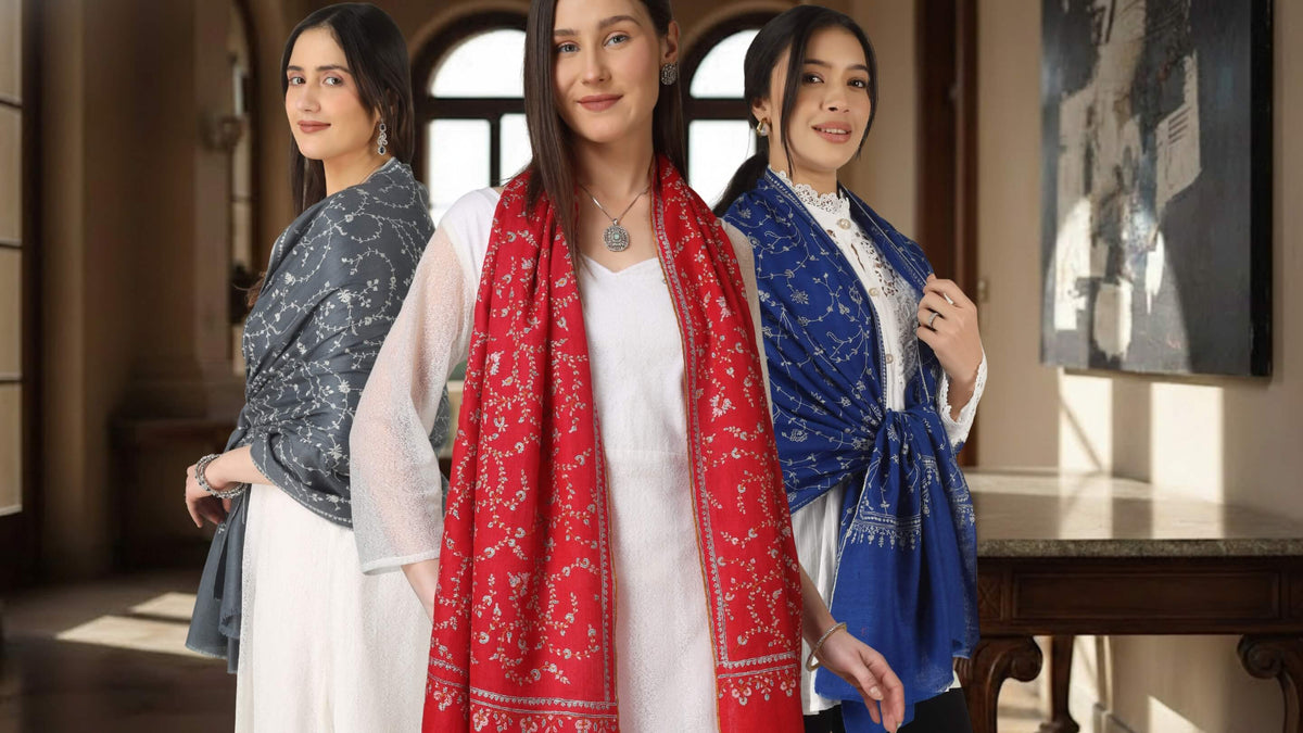Women's Pashmina Scarf Shawl – Paisley Pattern In Turquoise, Gold, Blue, Brown – Cashmere Blend – Soft – Forever Jewelry