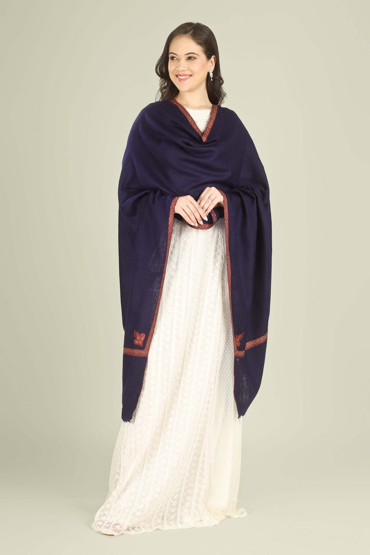 This Navy GI Kashmiri Pure Pashmina Nusrat Hashidaar Shawl showcases a deep navy base framed with a rich rust–orange Nusrat hashidaar border and a single paisley corner motif, giving a bold colour contrast with refined, minimal detailing.
    
      | pashmina shawls online | authentic Kashmiri pashmina shawl online | pure pashmina shawl online | original GI certified pashmina shawl online | luxury men's pashmina shawl online from Kashmir | where to buy online pure pashmina in India
    
    | GI Tag Certified - Government-verified authentic Kashmiri Pashmina
    | G20 Official Partner - Selected by India for G20 Summit gifting
    | Handicraft Registered - Official recognition of traditional craftsmanship
    | Certificate of Authenticity - Every purchase includes GI certification